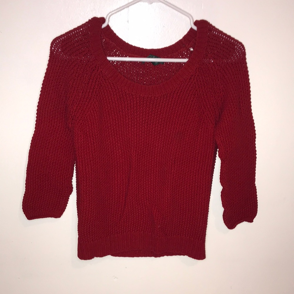 Lauren Ralph Lauren red 3/4th sleeve sweater